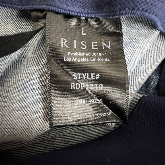 Risen Jeans Womens High Rise Distressed Frayed Hem Pull On Flare Jeans Large - Picture 9 of 10